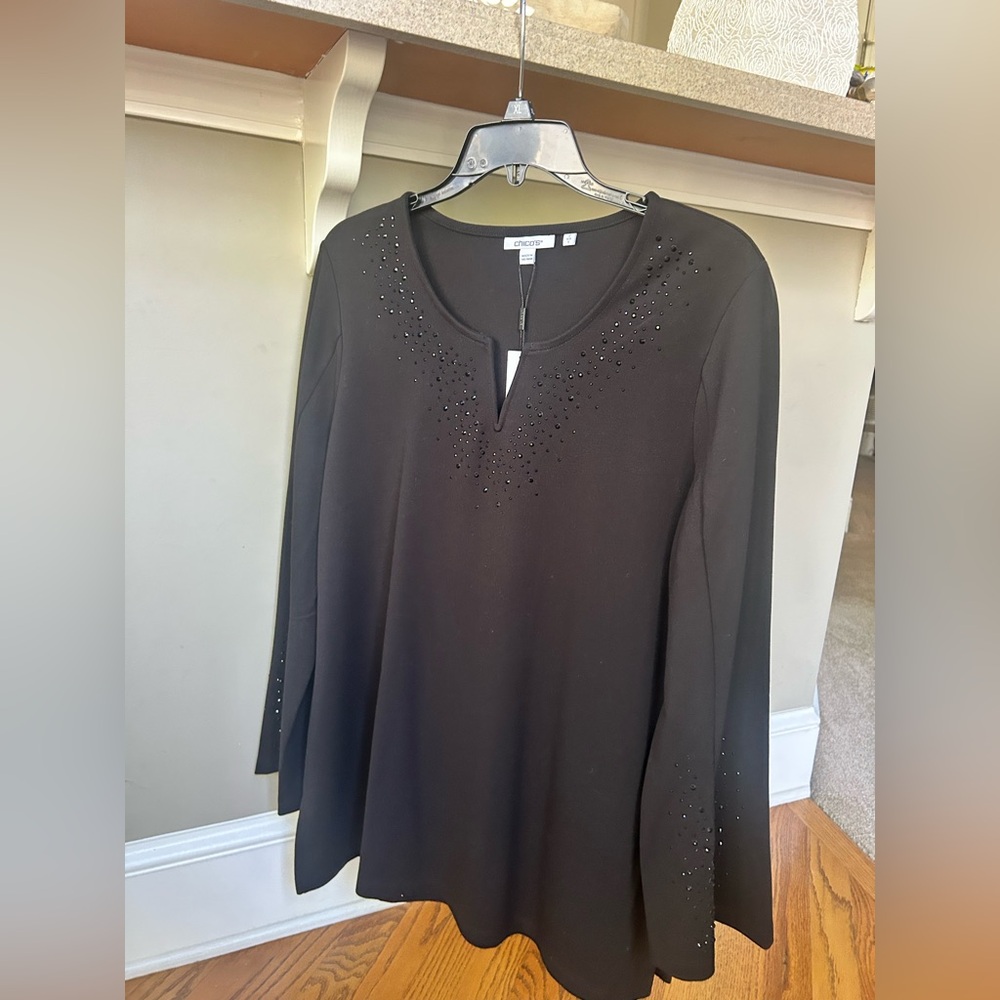 Brand new Chico’s black long sleeve top